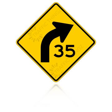 MUTCD W1-2aR Advisory Speed Limit Right